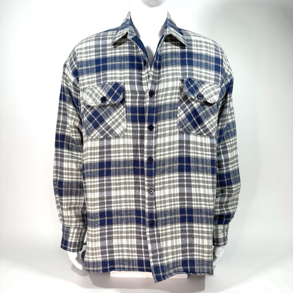 Vintage 90's Flannel Shirt Jacket Jordin Shacket Mens XL Quilted Lined Plaid Y2K